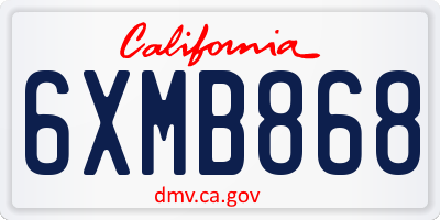 CA license plate 6XMB868