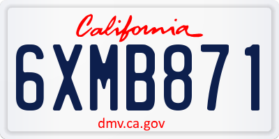 CA license plate 6XMB871