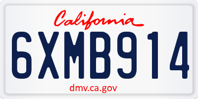 CA license plate 6XMB914