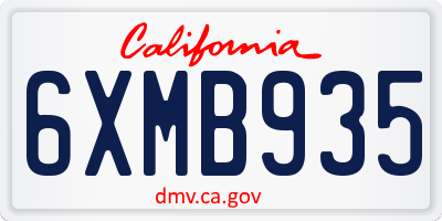 CA license plate 6XMB935