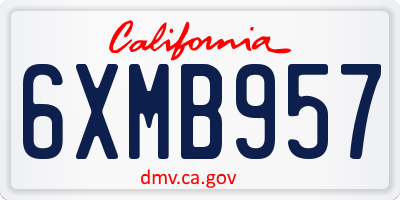 CA license plate 6XMB957