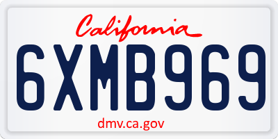 CA license plate 6XMB969