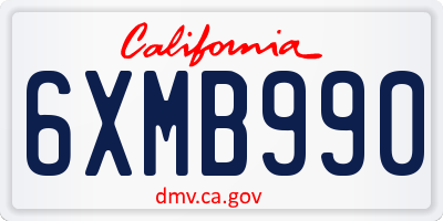 CA license plate 6XMB990