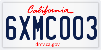 CA license plate 6XMC003