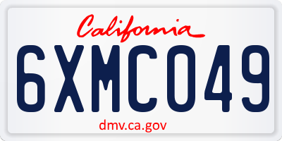 CA license plate 6XMC049
