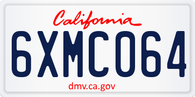 CA license plate 6XMC064