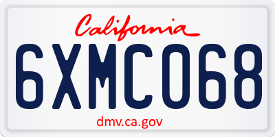 CA license plate 6XMC068