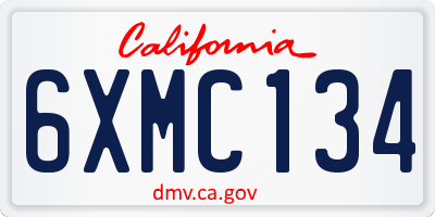 CA license plate 6XMC134