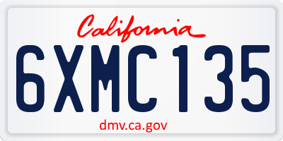 CA license plate 6XMC135