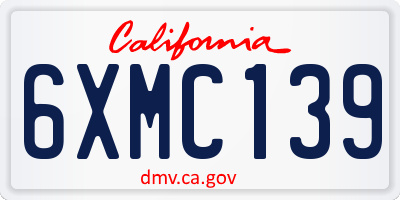 CA license plate 6XMC139