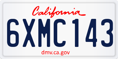 CA license plate 6XMC143