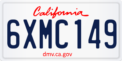CA license plate 6XMC149