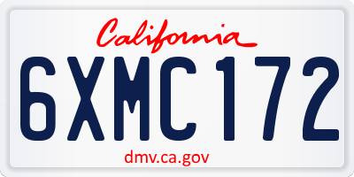 CA license plate 6XMC172
