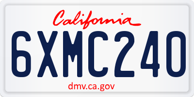 CA license plate 6XMC240