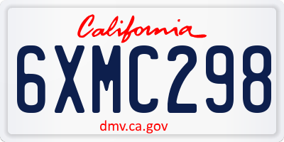 CA license plate 6XMC298
