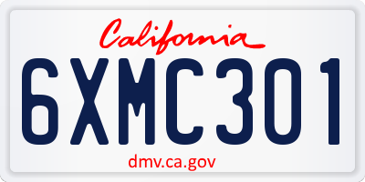 CA license plate 6XMC301