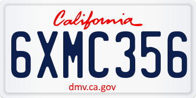 CA license plate 6XMC356