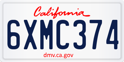 CA license plate 6XMC374