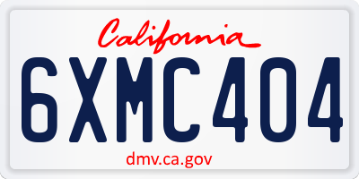 CA license plate 6XMC404