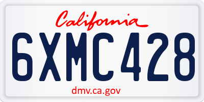 CA license plate 6XMC428