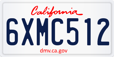 CA license plate 6XMC512