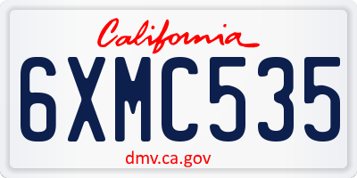 CA license plate 6XMC535