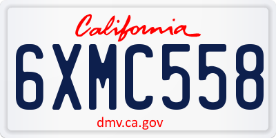 CA license plate 6XMC558