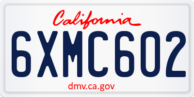 CA license plate 6XMC602