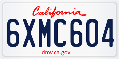 CA license plate 6XMC604