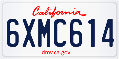 CA license plate 6XMC614