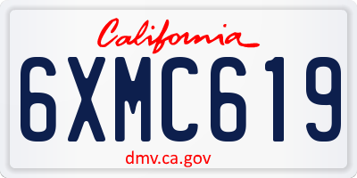 CA license plate 6XMC619