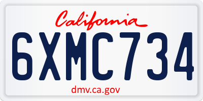 CA license plate 6XMC734