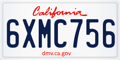 CA license plate 6XMC756