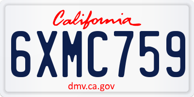 CA license plate 6XMC759