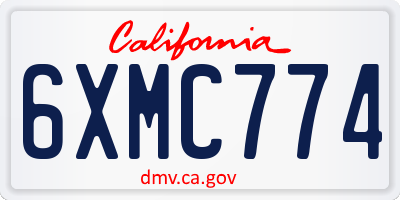 CA license plate 6XMC774
