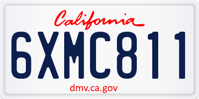 CA license plate 6XMC811