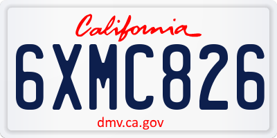 CA license plate 6XMC826