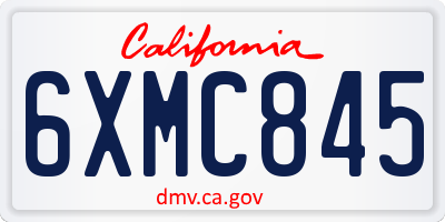 CA license plate 6XMC845
