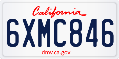 CA license plate 6XMC846