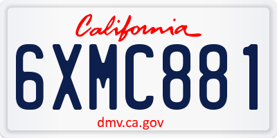 CA license plate 6XMC881