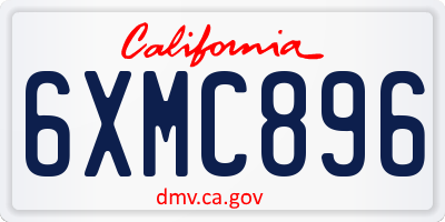 CA license plate 6XMC896