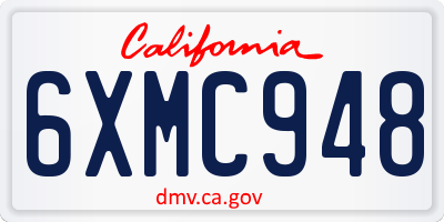 CA license plate 6XMC948