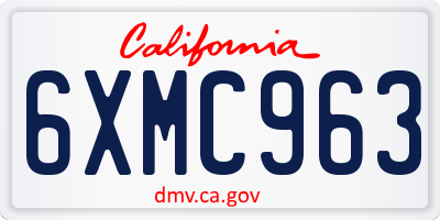 CA license plate 6XMC963