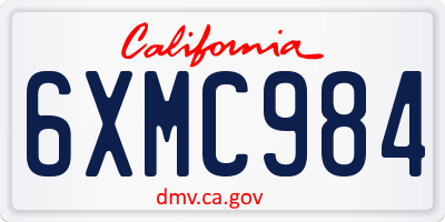 CA license plate 6XMC984