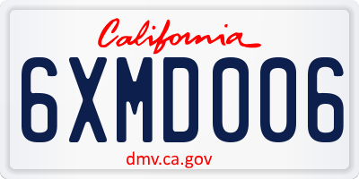 CA license plate 6XMD006