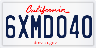 CA license plate 6XMD040
