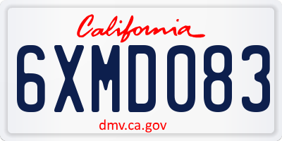 CA license plate 6XMD083
