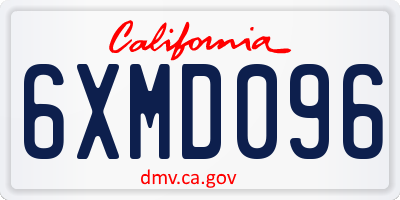 CA license plate 6XMD096