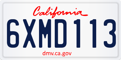 CA license plate 6XMD113