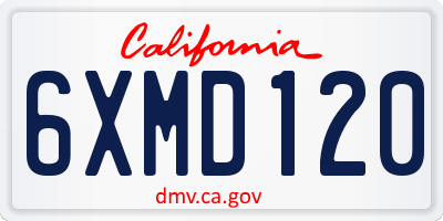 CA license plate 6XMD120